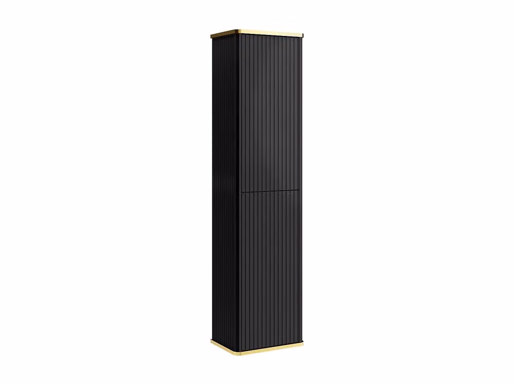 Vente-unique Modern Wall-Mounted Ribbed Bathroom Furniture with Double Countertop in Black and Gold – 4