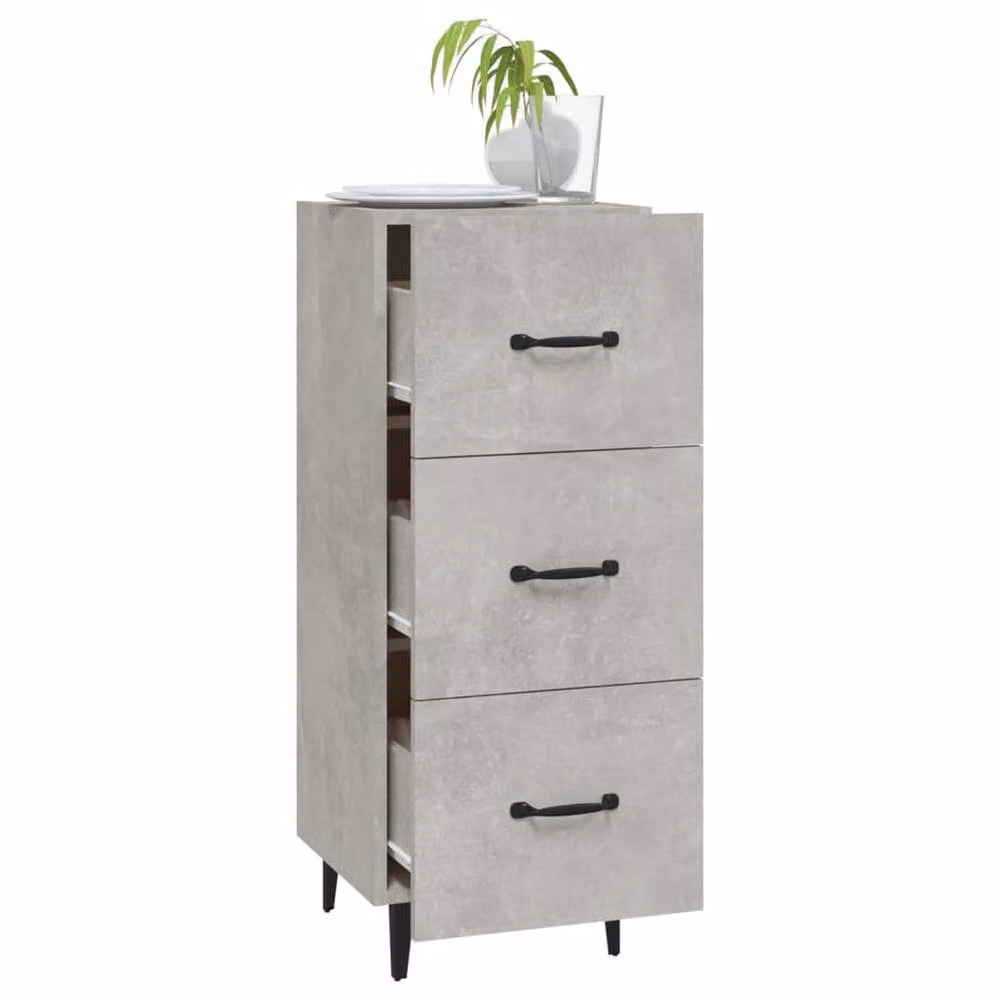 Berkfield Home Sideboard in Concrete Grey, MDF, W/D/H: 34.5 x 34 x 90 cm – 3