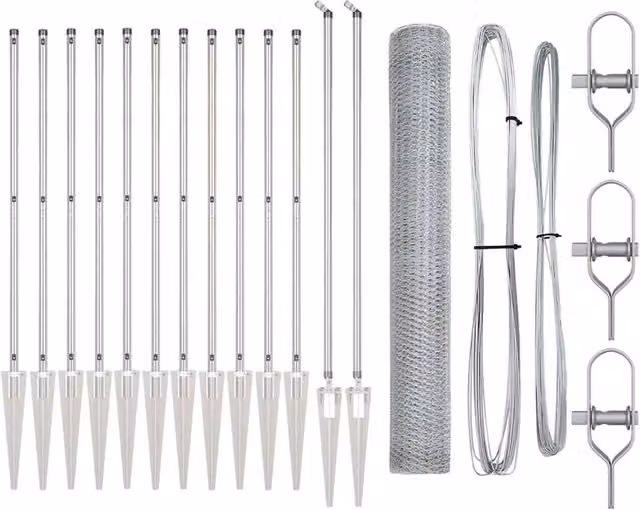 Berkfield Home Galvanised Steel Wire Mesh Fencing Set of 2, Silver/Grey, W/H: 120 x 25 m