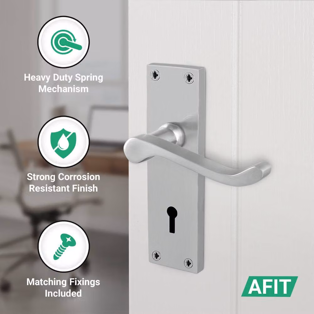 AFIT Victorian Scroll Sashlock Door Handle Pair in Satin Chrome Silver – 2