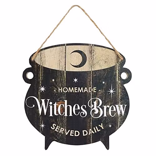 Something Different Witches Brew Cauldron Hanging Sign, Black, W/D/H: 25 x 25 x 25 cm – 2