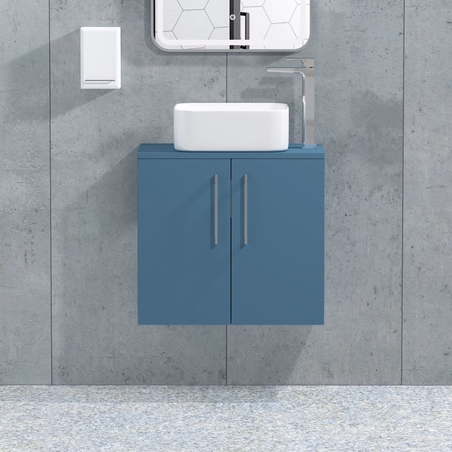 Royal Bathrooms Modena 800mm Wall Hung 2 Door Worktop Vanity Unit in Satin Blue