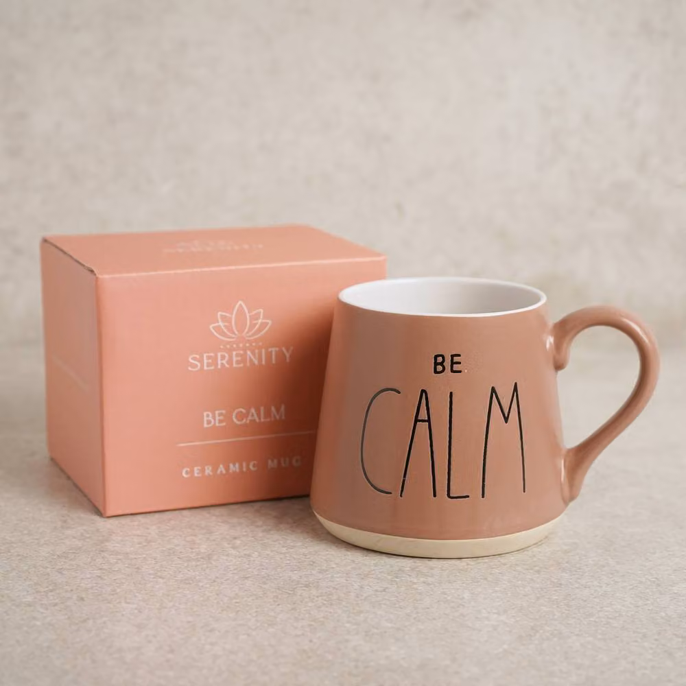 Serenity Be Calm Ceramic Mug in Taupe – 3