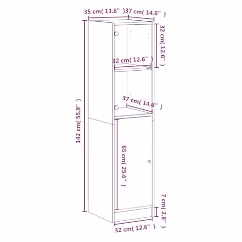 vidaXL Modern Highboard with Glass Doors in Smoked Oak, W/D/H: 35 x 37 x 142 cm – 2