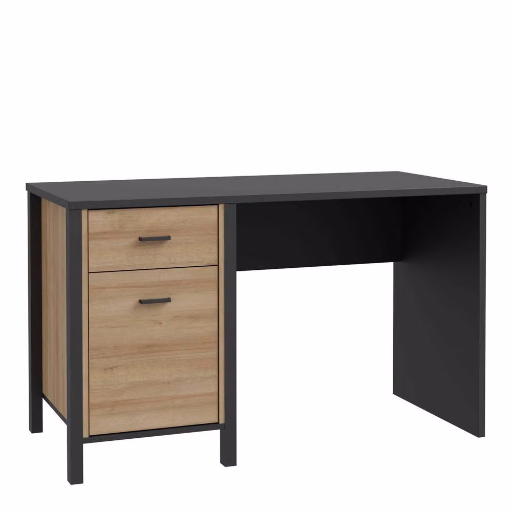 Wyld Haus Egtved Writing Desk in Black and Riviera Oak Effect with 1 Drawer and 1 Cupboard – 2
