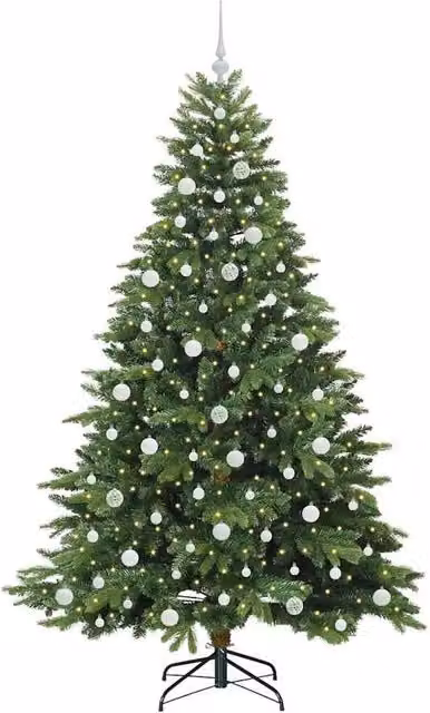 Berkfield Home Beautiful Artificial Christmas Tree with 300 Warm White LEDs, Green, Height: 210 cm
