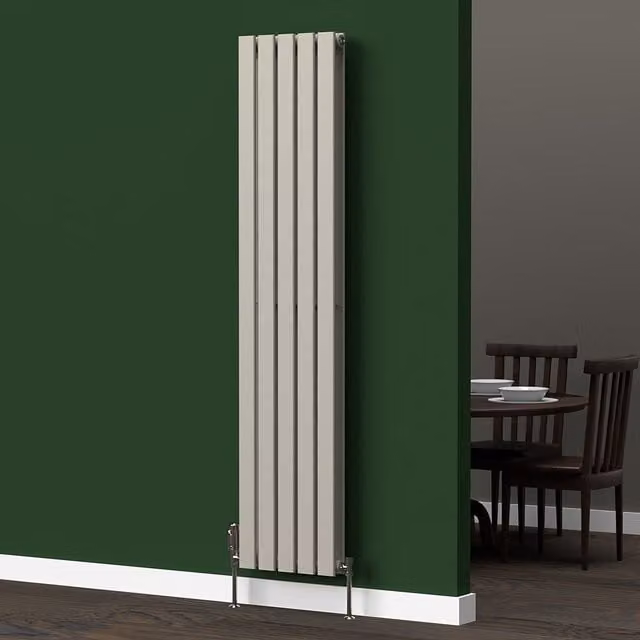 Lux Heat Flat Coloured Vertical Double Radiator in Dune Grey, H: 160 cm, W: 35 cm