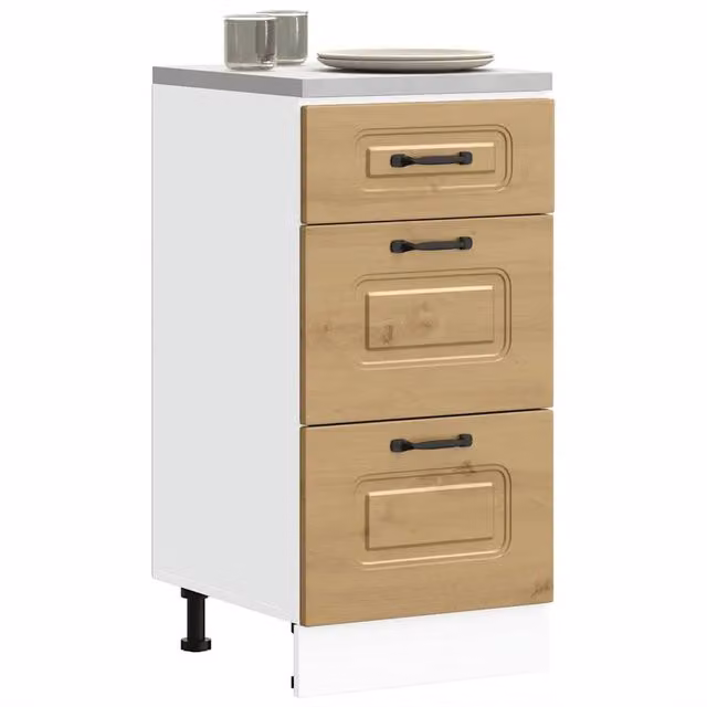 Berkfield Home Kalmar Artisan Oak Kitchen Base Cabinet in Brown and Multicolour – 1