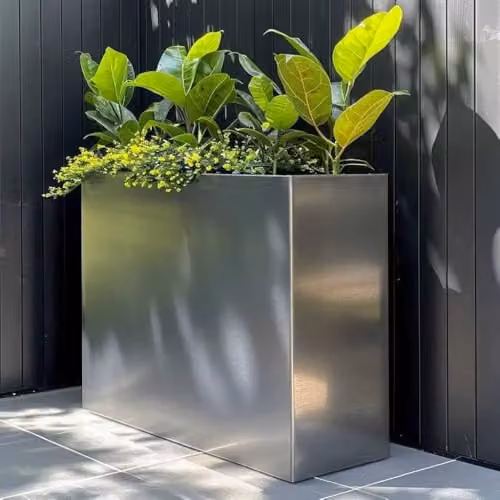 Access Garden Products Galvanised Steel Trough Planter, Silver/Grey, W: 25.0 cm, D: 25.0 cm, H: 60.0 cm – 2