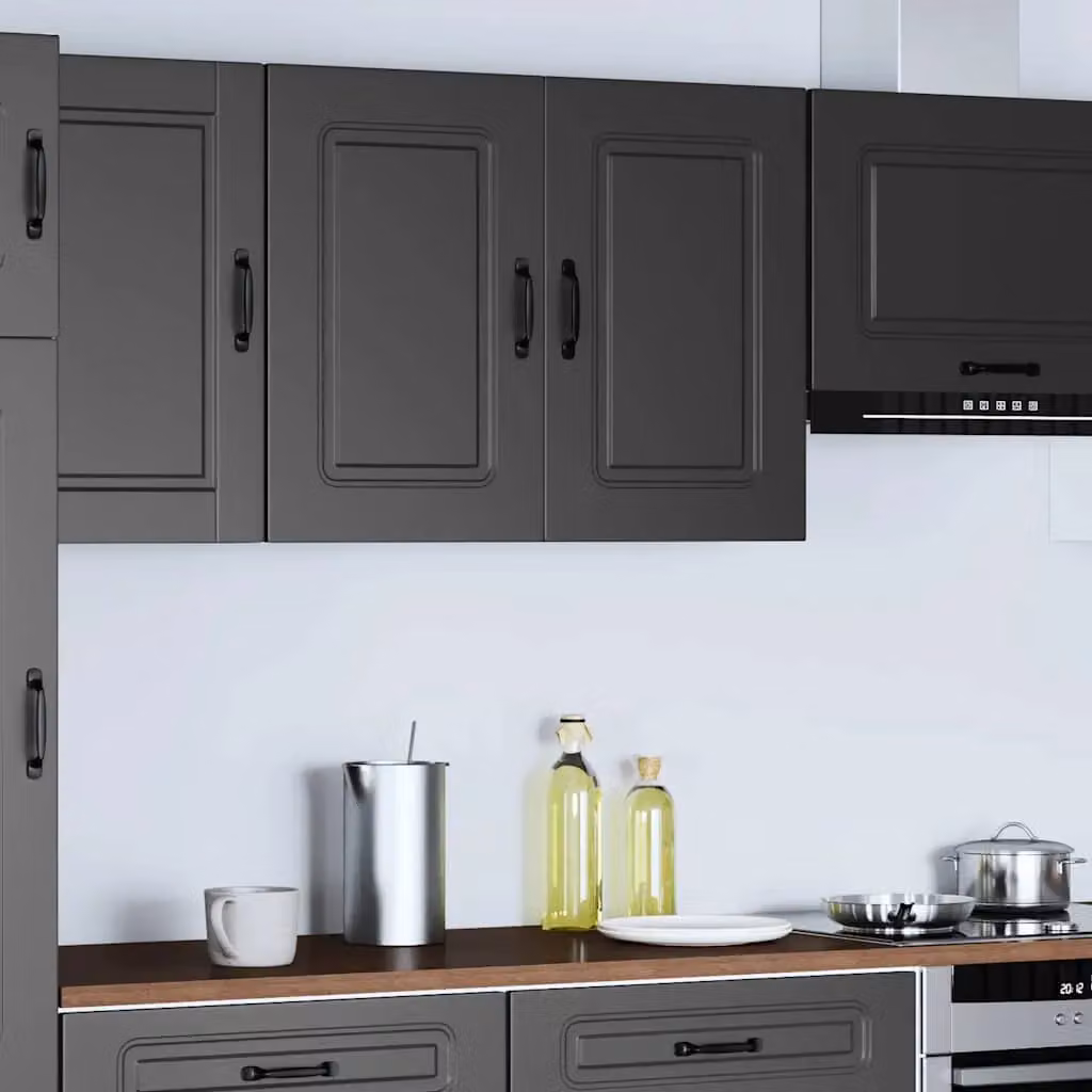 Berkfield Home Kalmar Black Matt MDF Wall Mounted Kitchen Cabinet with Hinged Doors – 2