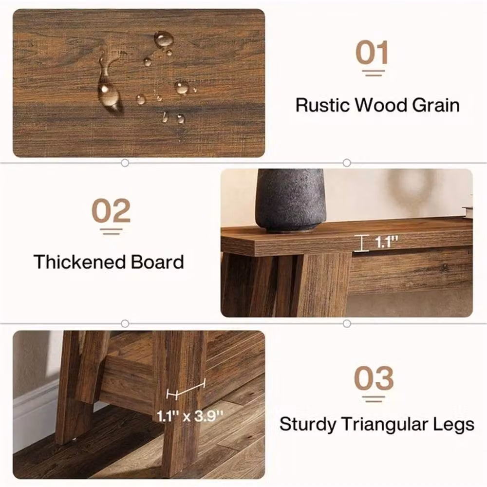 Havendro 2-Tier Rustic Brown Console Table with Storage for Hallways, Width: 105 cm – 4