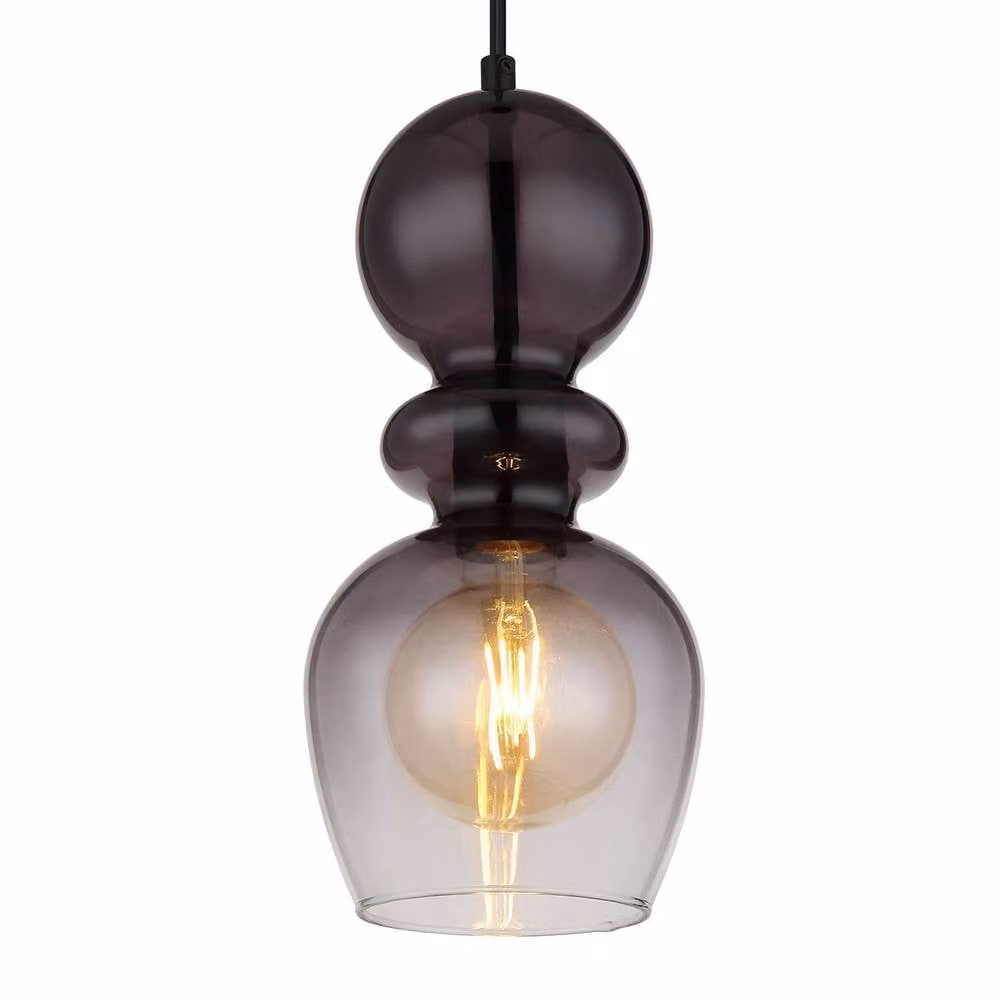 Netlighting Clarity Slim Pendant Ceiling Light in Matt Black with Transparent Glass and E27 Socket – 3