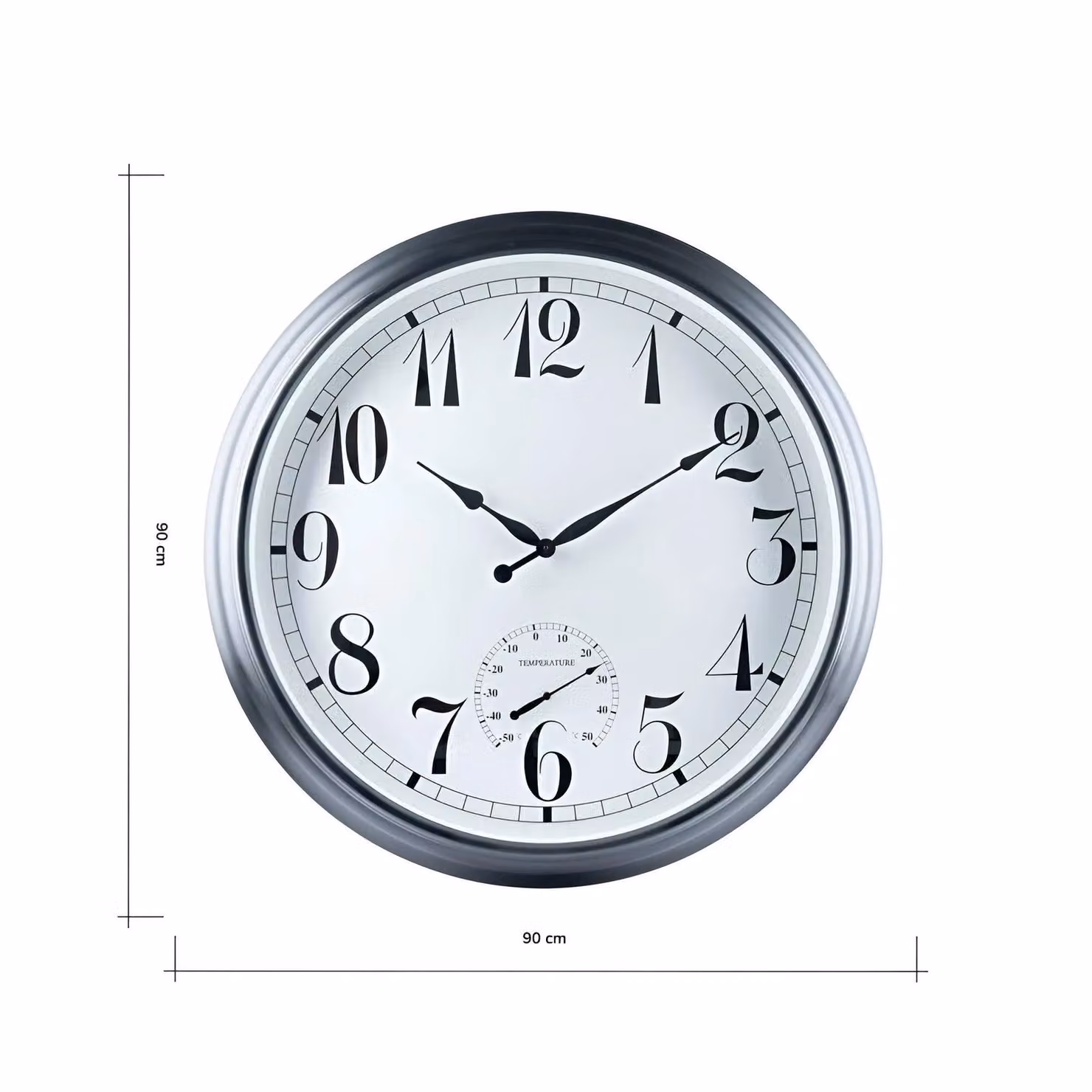 Primrose Black Metal Outdoor Garden Clock with Thermometer, Diameter: 90 cm – 3
