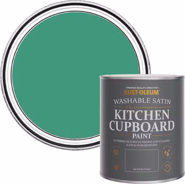 Rust-Oleum Water-Based Kitchen Cupboard Paint in Satin Finish, Green, 0.75 l