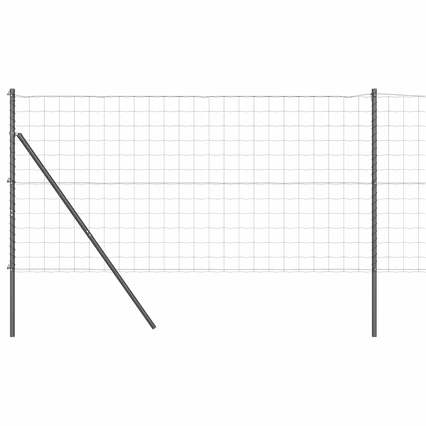Berkfield Home Euro Fence with 7 Round Posts, Galvanised Steel, Grey/Silver, W: 10 m, H: 1 m – 2