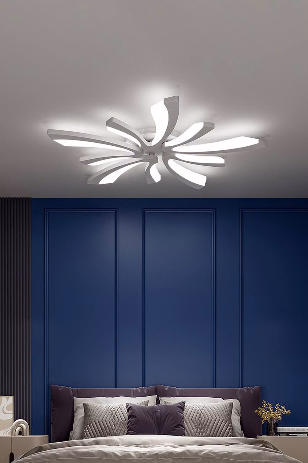 ExtraStar Modern 8-Blade LED Flush Mount Ceiling Light in White – 2