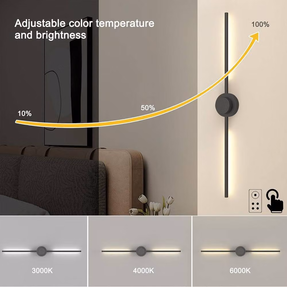 Garwarm Rechargeable LED Wall Sconce Light in Black with Remote Control and Dimmable Settings – 2