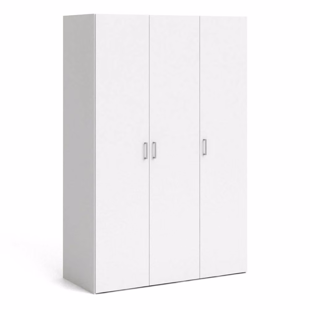 Wyld Haus Munich White 3 Door Wardrobe with Internal Shelves and Hanging Rod, H 175.4 x W 115.8 x D 49.4 cm – 2
