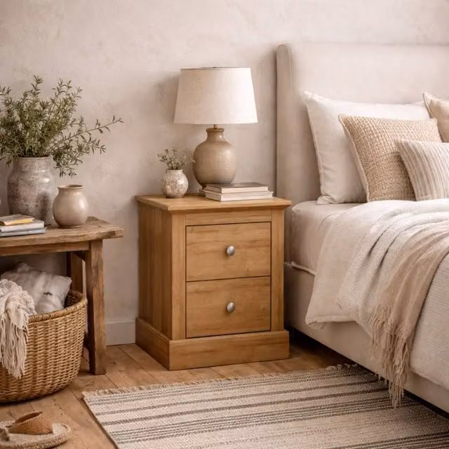 Wyld Haus Ardee 2 Drawer Bedside Cabinet in Natural Oak
