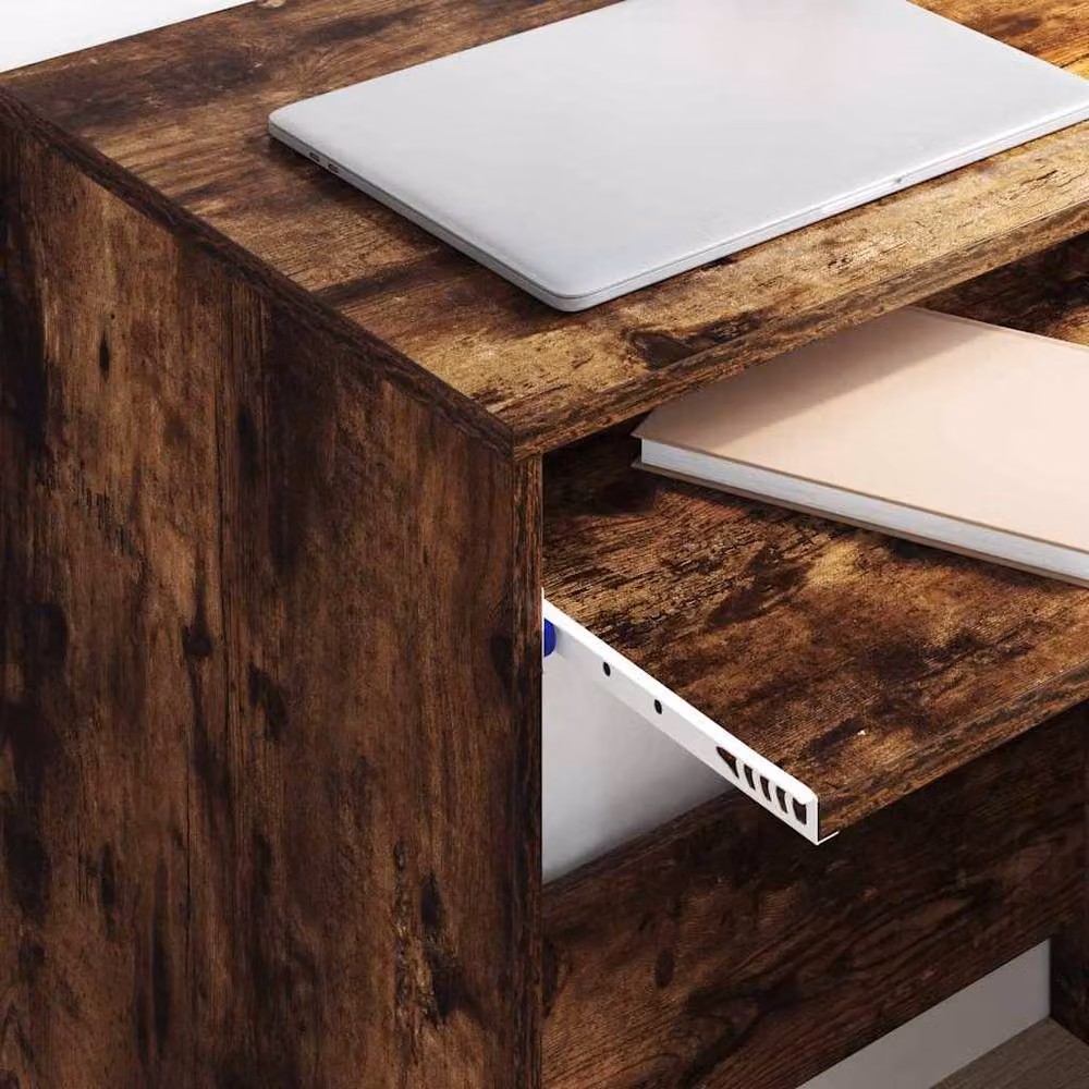 Berkfield Home Modern Computer Desk in Smoked Oak Brown, W/D/H: 100 x 50 x 76 cm – 4