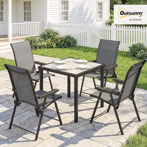 Outsunny 5 Piece Outdoor Dining Set in Grey for 4 Adults, W/D/H: 80 x 80 x 72 cm – 2