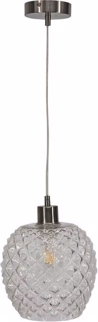 First Choice Lighting Baine Transparent Glass Sphere Pendant Light with Chrome Metal Fitting