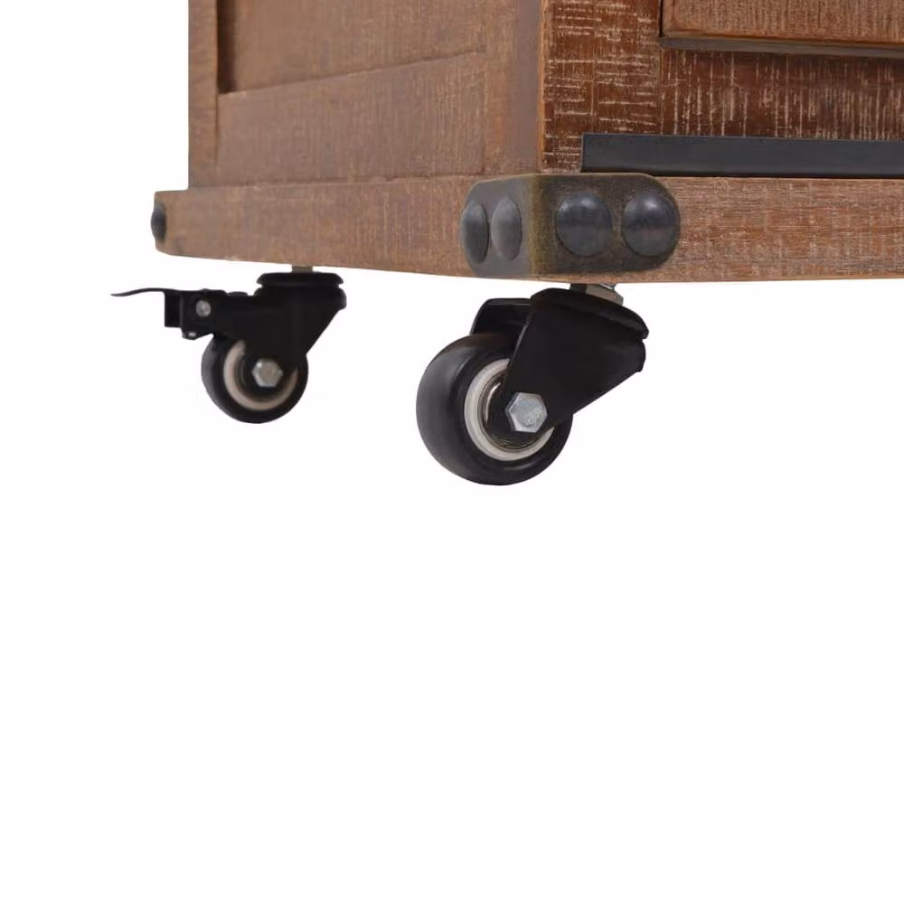 Berkfield Home Freestanding Storage Cabinet in Brown Lacquered Wood with Castors, W: 64 cm, D: 33.5 cm, H: 75 cm – 5