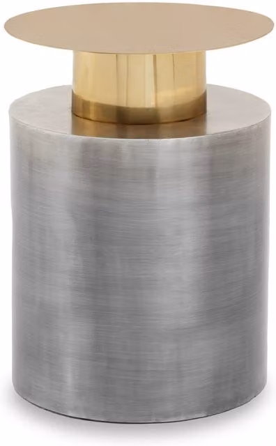 Orsina Modern Round Metal Accent Table with Rotating Top in Grey and Gold, W/D/H: 41 x 41 x 53 cm – 1