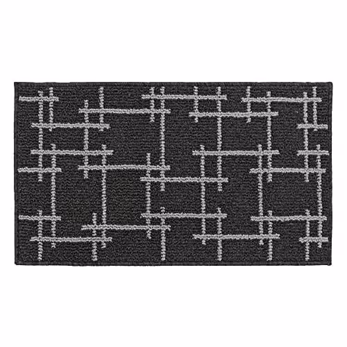 JVL Vector Machine Washable Latex Backed Doormat, Black, W: 40 cm, D: 70 cm