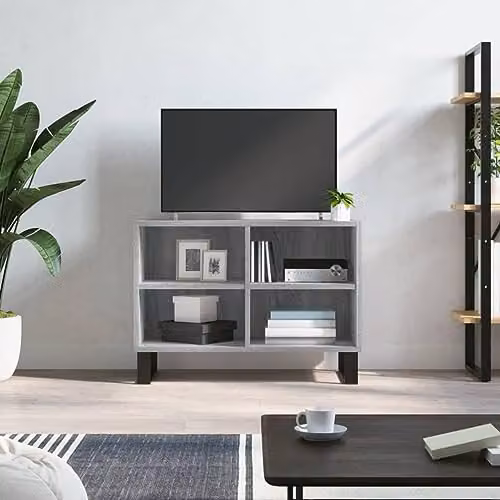 vidaXL Modern White and Grey TV Cabinet with Media Compartments, W/D/H: 103.5 x 30 x 50 cm – 1