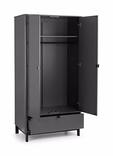 Julian Bowen Chloe 2 Door 1 Drawer Wardrobe in Grey and Black – 3