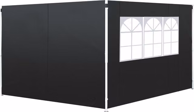 Outsunny Replacement Gazebo Side Wall Panels with Window, Black