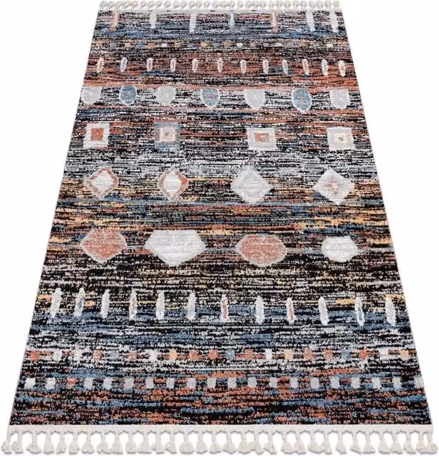 RugsX Modern Belle Rectangular Rug in Black and Multicolour, W: 80 cm, L: 150 cm