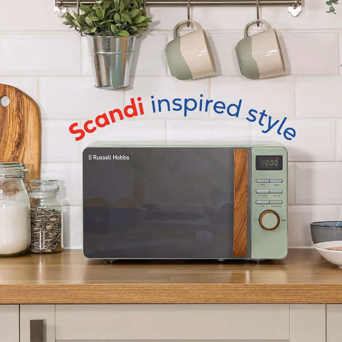 Russell Hobbs RHMD714 Scandi 17 Litre Digital Solo Microwave, Light Green – 3