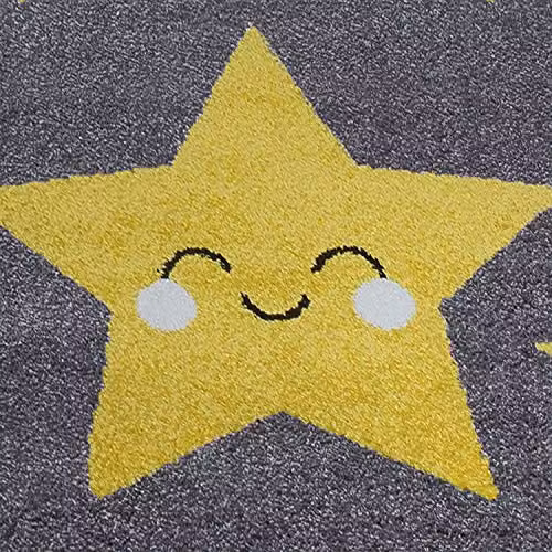 Bravich Yellow Stars Kids Rug, W: 160 cm, D: 230 cm, Grey and Yellow Polypropylene Anti-Allergic Childrens Rug – 4