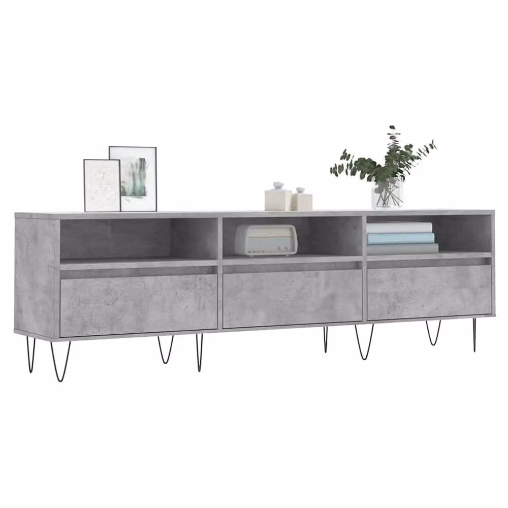 Berkfield Home Industrial TV Cabinet in Concrete Grey, W/D/H: 150 x 30 x 44.5 cm – 3