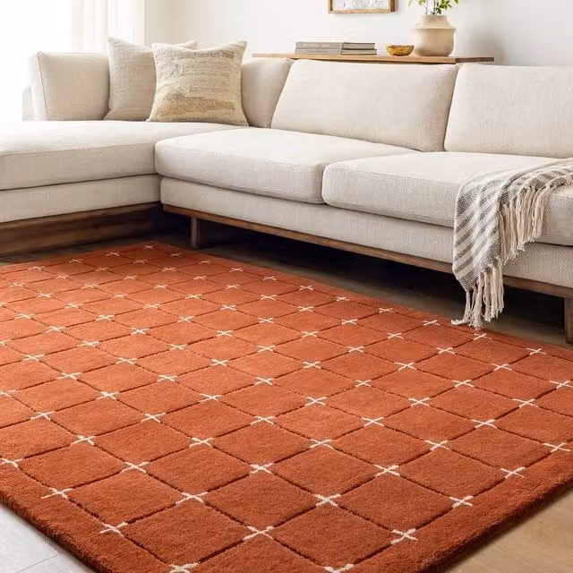 Livabliss Brook Hand-Tufted Wool Modern Living and Bedroom Rug in Green, Red and Grey, W: 185 cm, D: 275 cm – 1