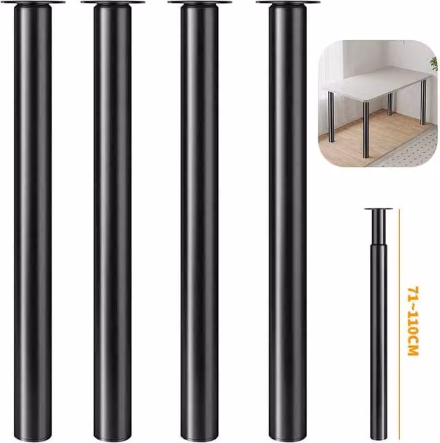 Kelvenix 4-Piece Breakfast Bar Table Leg Support in Black, W: 1000 cm, D: 52 cm