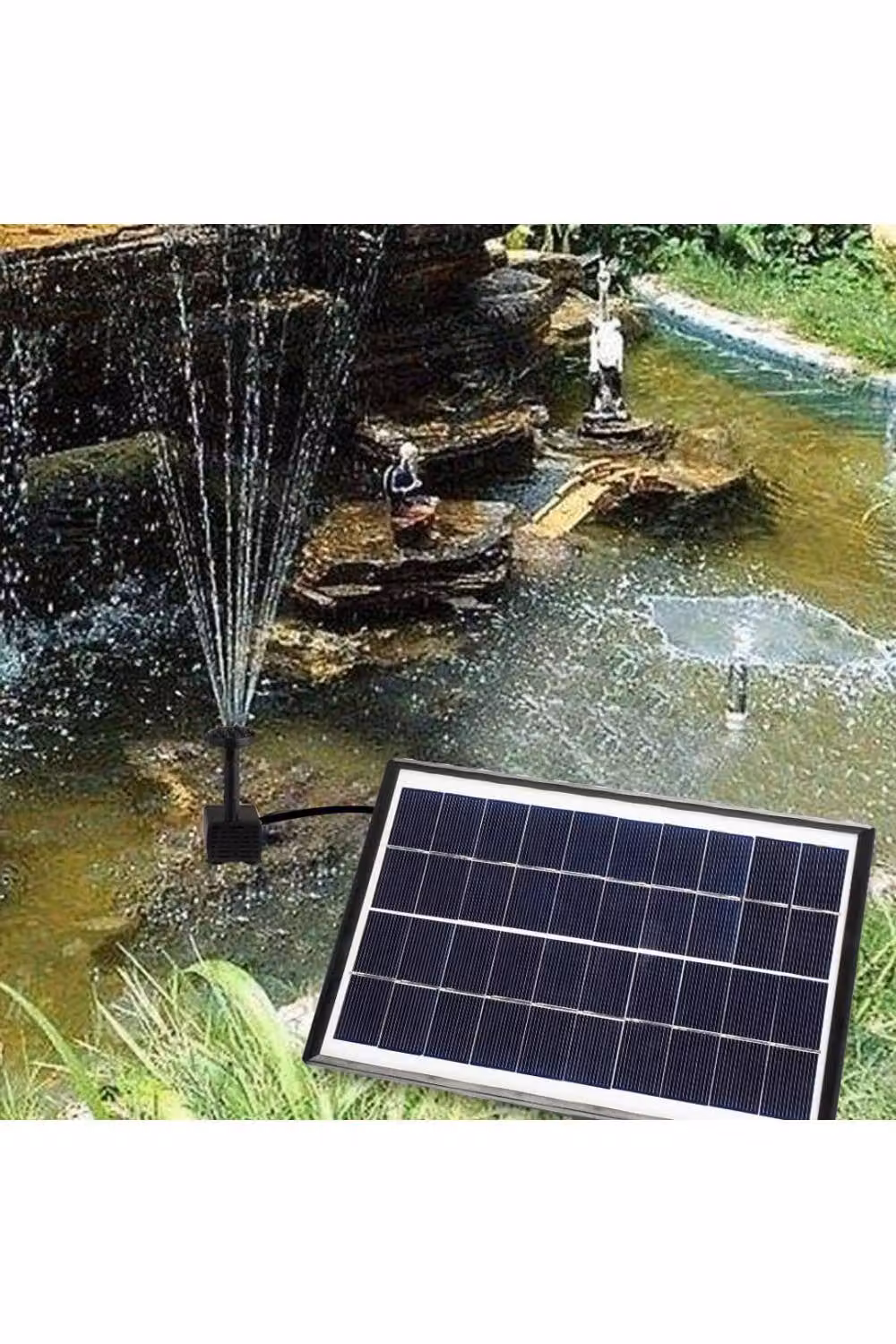 KDMD 5W Solar Powered Water Pump Fountain for 400L Garden Ponds in Black – 4