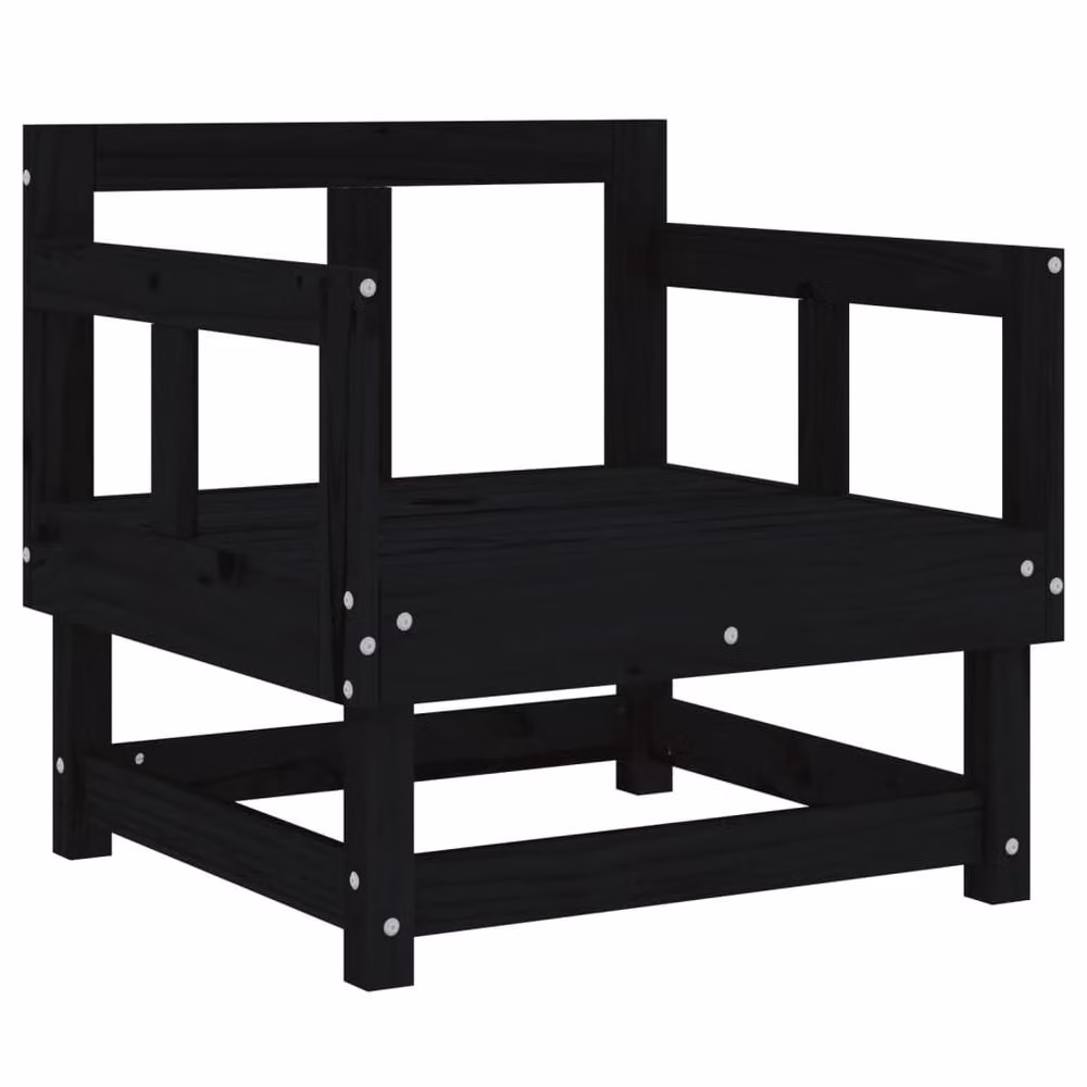 Berkfield Home Set of 2 Rustic Black Solid Pine Wood Garden Chairs – 3