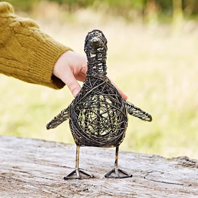 Paper High Kriti the Small Flapping Duck Metal Wire Garden Ornament in Bronze