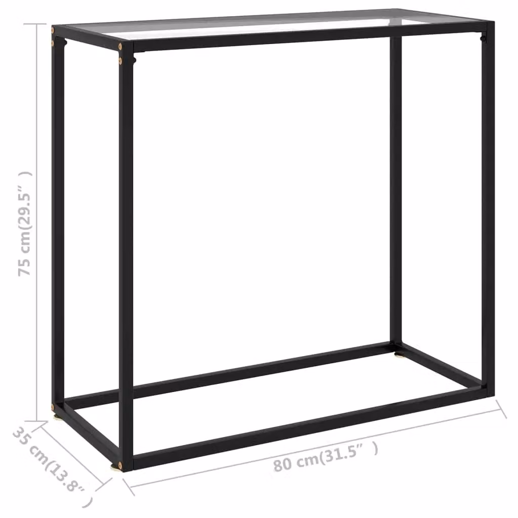 Berkfield Home Modern Transparent Console Table with Tempered Glass and Metal Legs, W/D/H: 80 x 35 x 75 cm – 5
