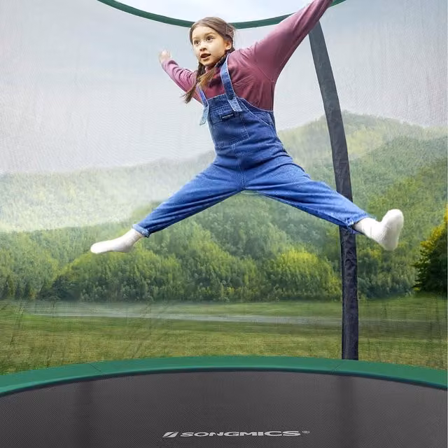 SONGMICS Round Garden Trampoline with Safety Net, Green, Diameter: 305 cm