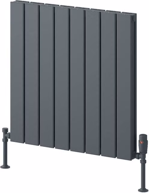 Bathroom Kingdom Piatto Anthracite Double Flat Panel Horizontal Radiator in Grey, W: 60 cm, H: 59.5 cm