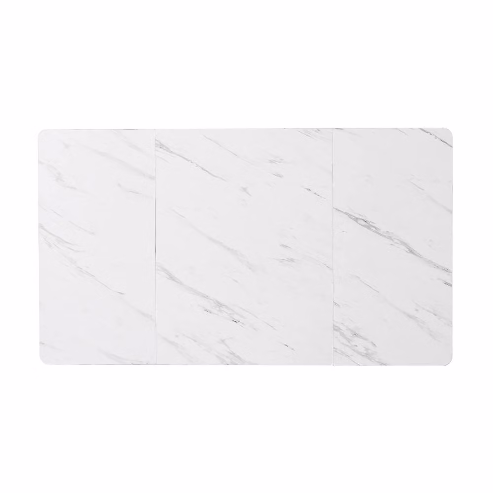 Merax Modern Rectangular Dining Table with White Marble Effect MDF Top and Metal Frame – 4