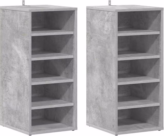 Berkfield Home 2-Piece Shoe Cabinet Set in Concrete Grey, W/D/H: 31.5 x 35 x 70 cm – 1