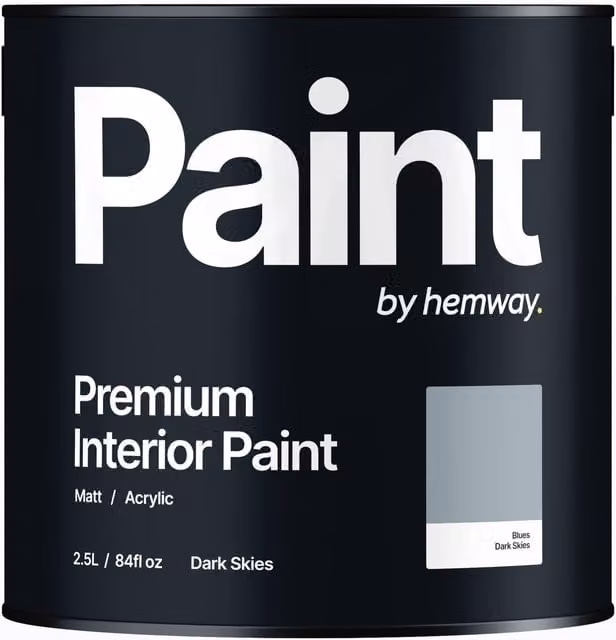 Hemway Matt Acrylic Interior Dispersion Paint in Dark Skies Blue, 2.5 l