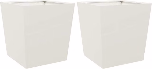 Berkfield Home Steel Garden Planter Tubs, White, 2 Pack, W/D/H: 50 x 50 x 50 cm