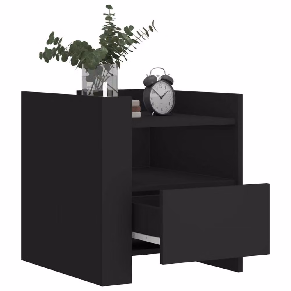 Berkfield Home Modern Black Bedside Cabinet in MDF, W/D/H: 45 x 50 x 50 cm – 3