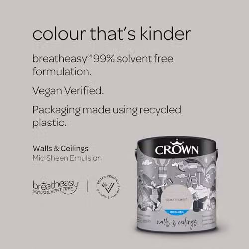 Crown Cloud Burst Grey Walls and Ceilings Mid Sheen Emulsion 2.5 l – 2